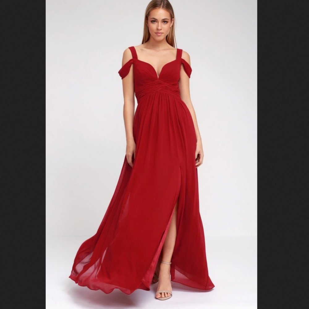 NWT Lulus x Bariano Ocean of Elegance Burgundy Red